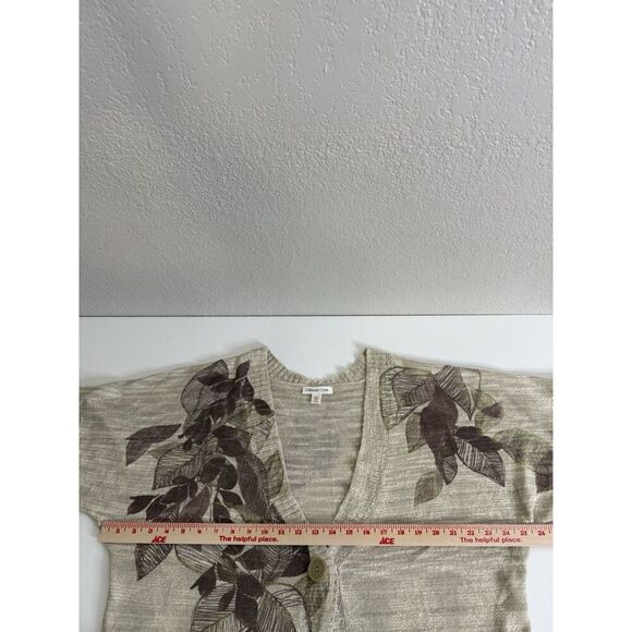 Coldwater Creek Cardigan Plus Size 1X Short Sleeve Beige Lightweight One Button - Picture 3 of 9